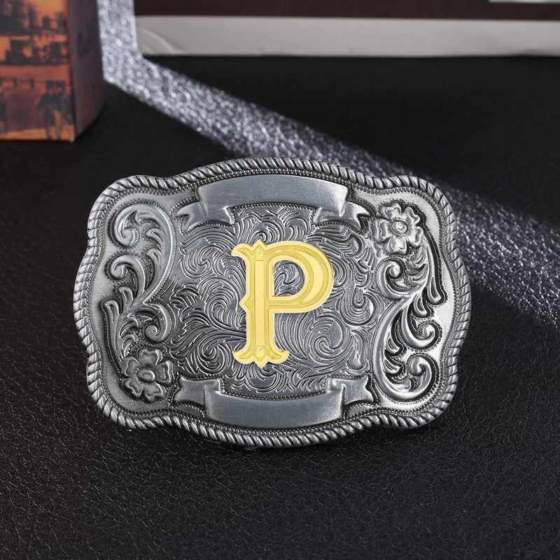 QQA Western Cowboy/Cowgirl Initial Belt Buckle Letter ABC to Z Upgrade Design for Men and Women - Image 3